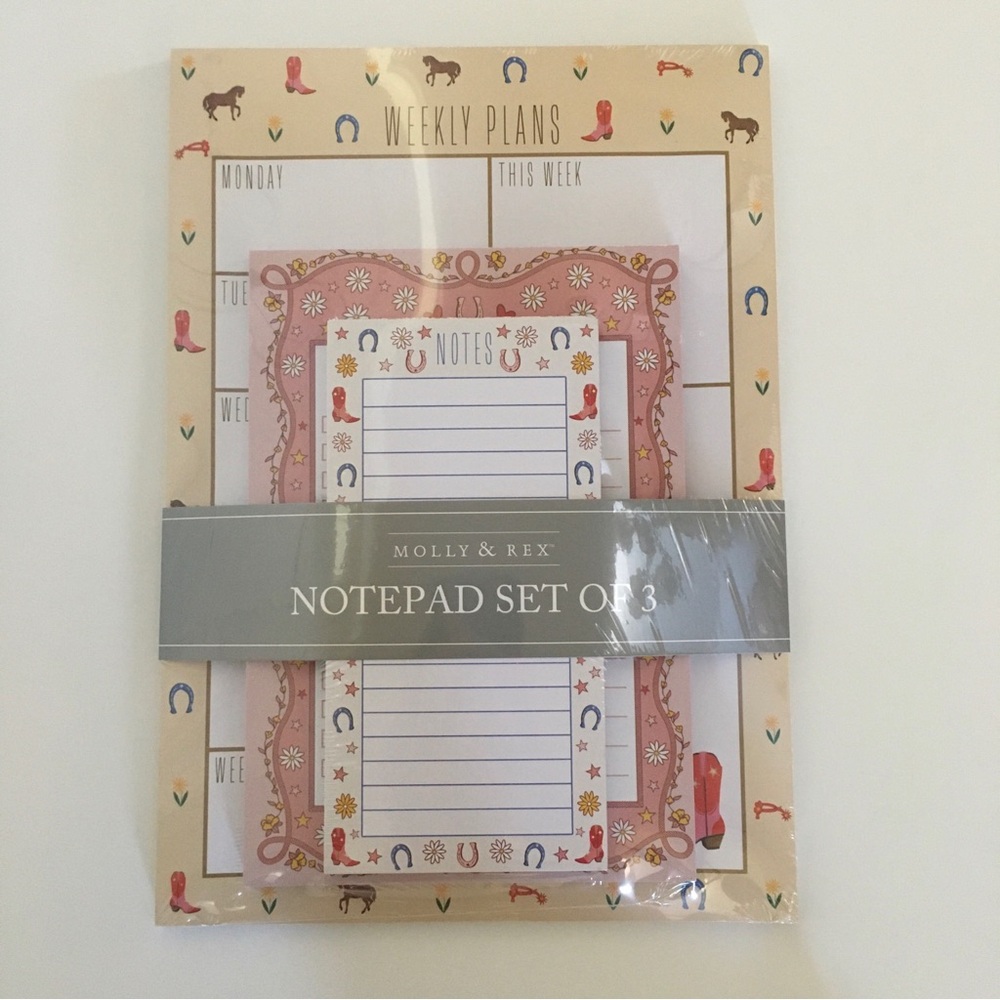 Notepad Set of 3 Designs Western Boot Horseshoe Notes & Week Plans | Molly & Rex